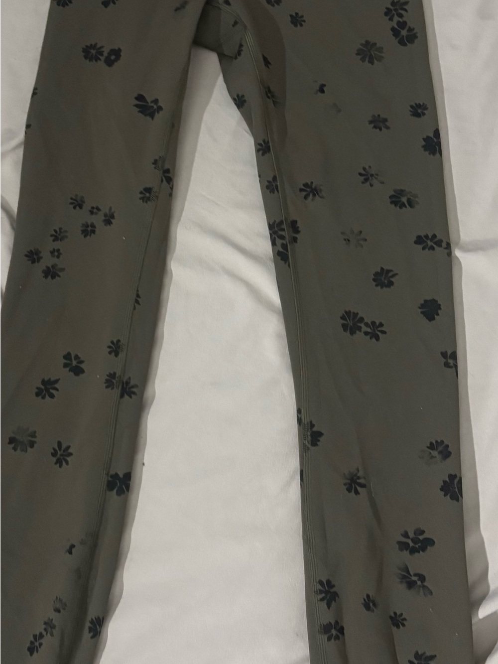Lululemon Floral Print Olive Green Leggings